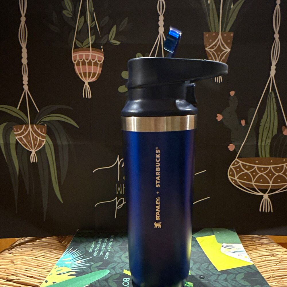 Stanley x Starbucks Blue Stainless Steel Travel Tumbler 16oz Drink-Through Lid